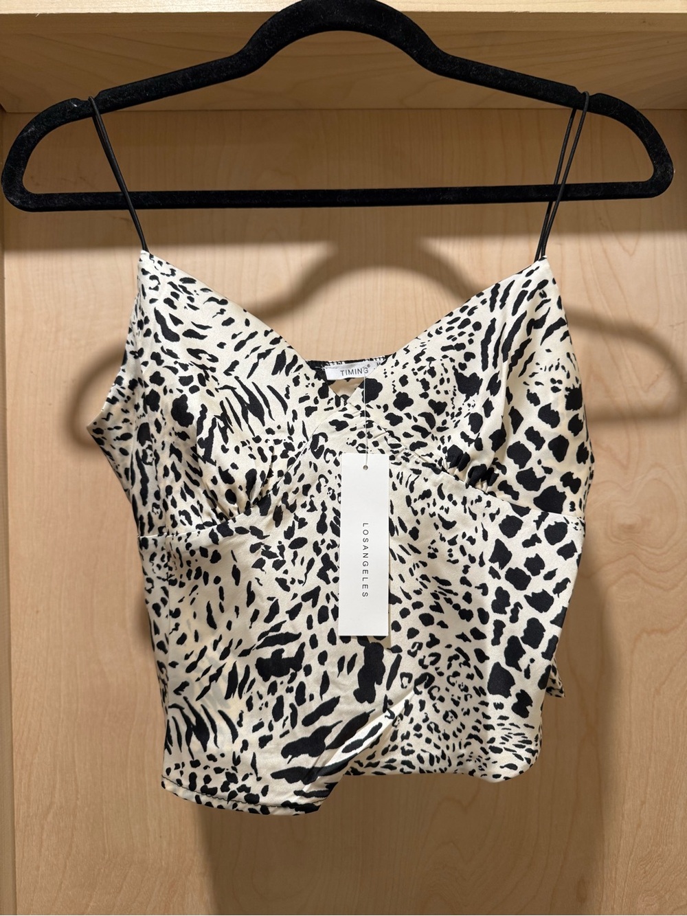 Timing Animal Print Cami in Black and Cream Cropped New Size Medium
